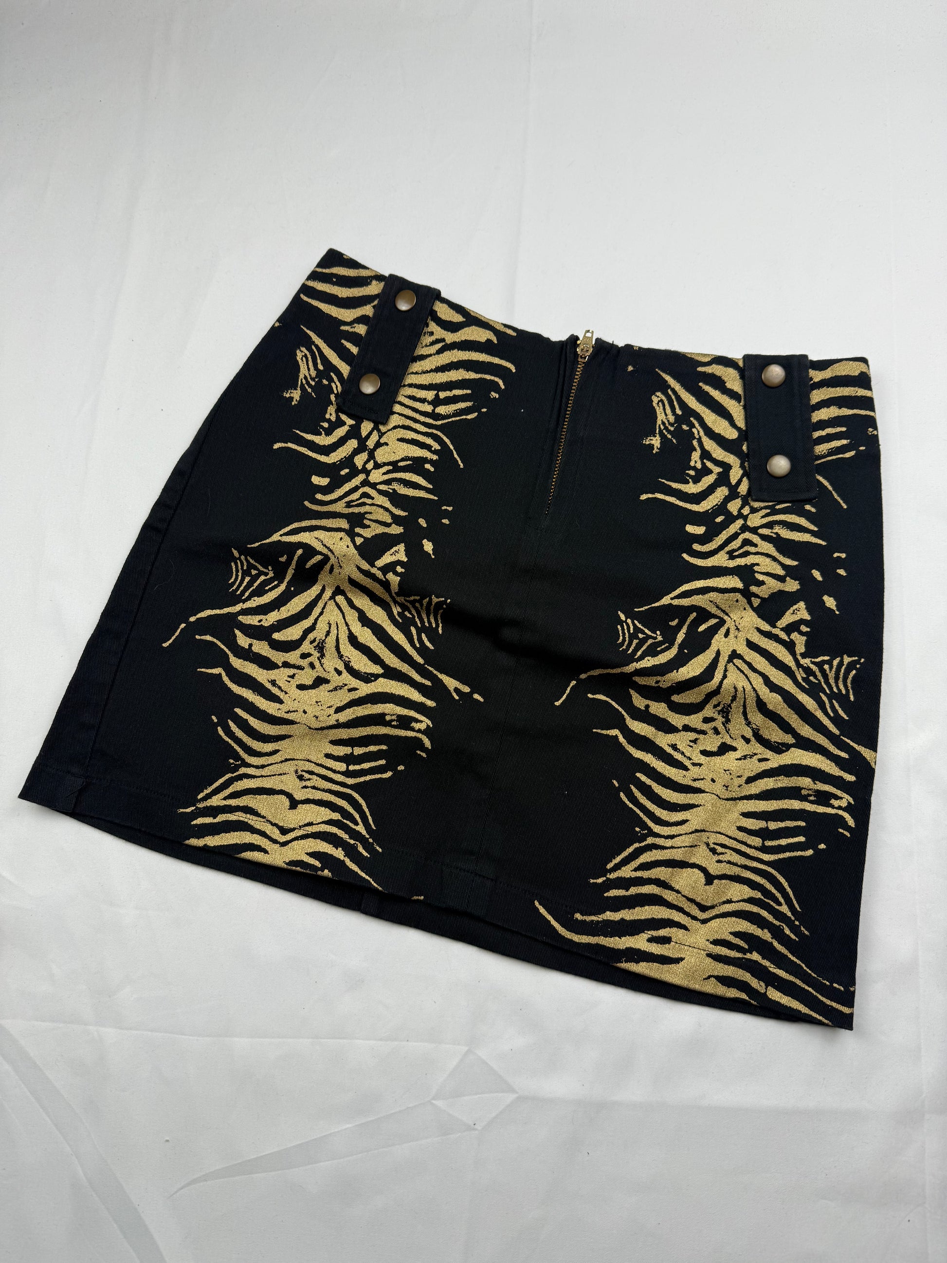 Black & gold graphic cotton mini skirt (S)