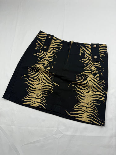 Black & gold graphic cotton mini skirt (S)