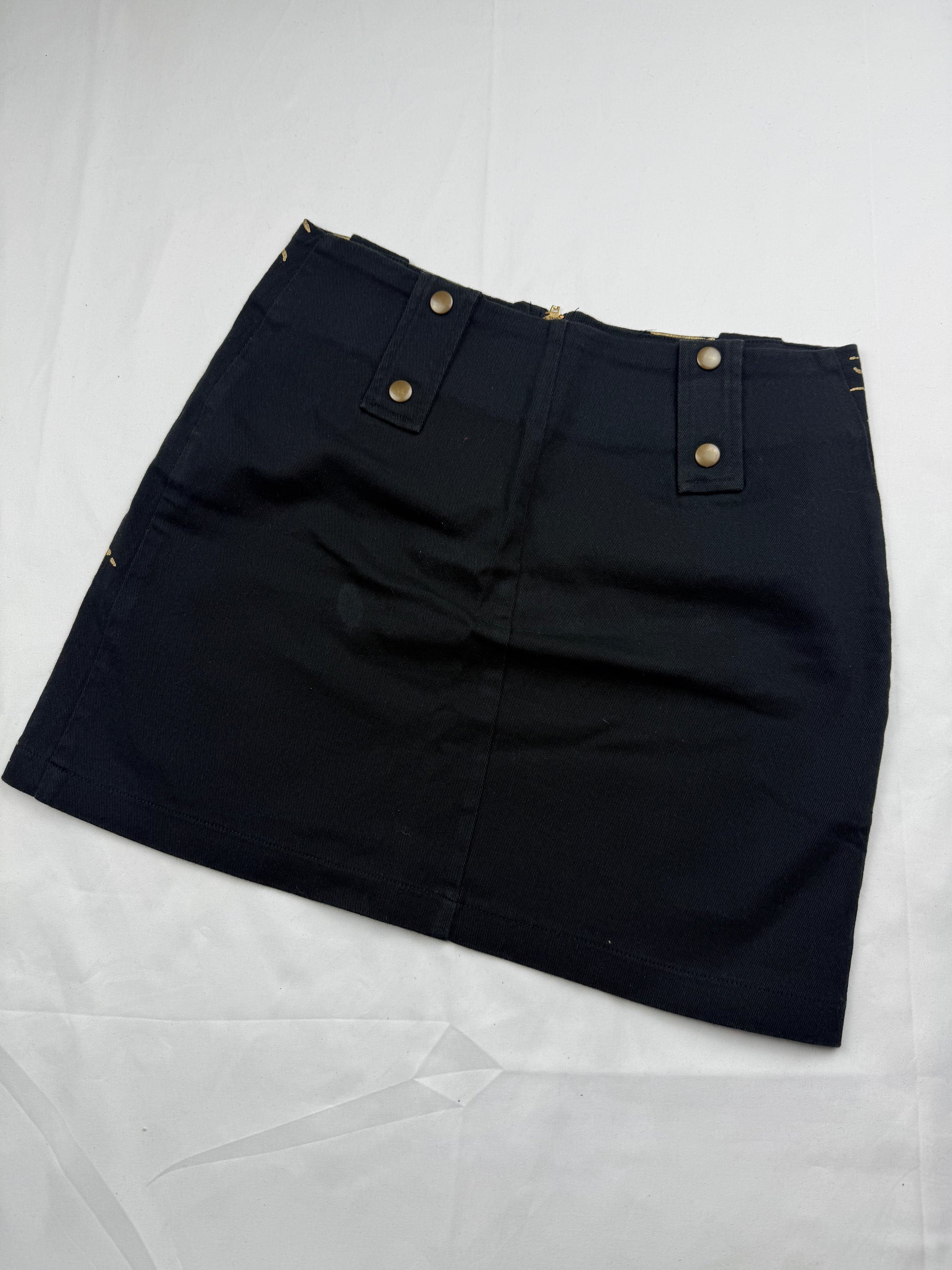 Black & gold graphic cotton mini skirt (S)
