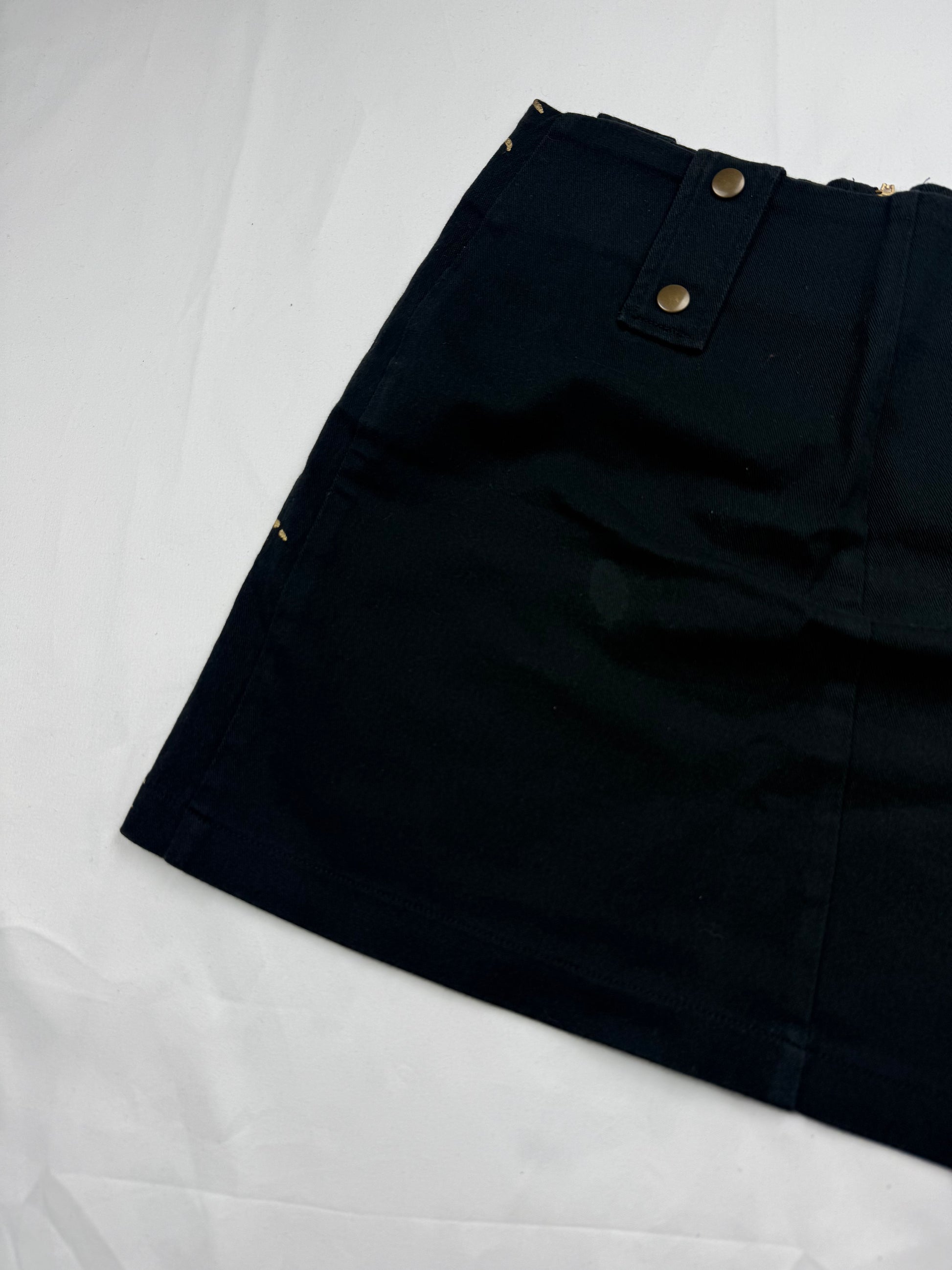 Black & gold graphic cotton mini skirt (S)