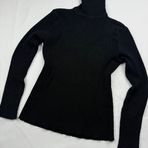 Black turtleneck tight fit wool jumper (S)