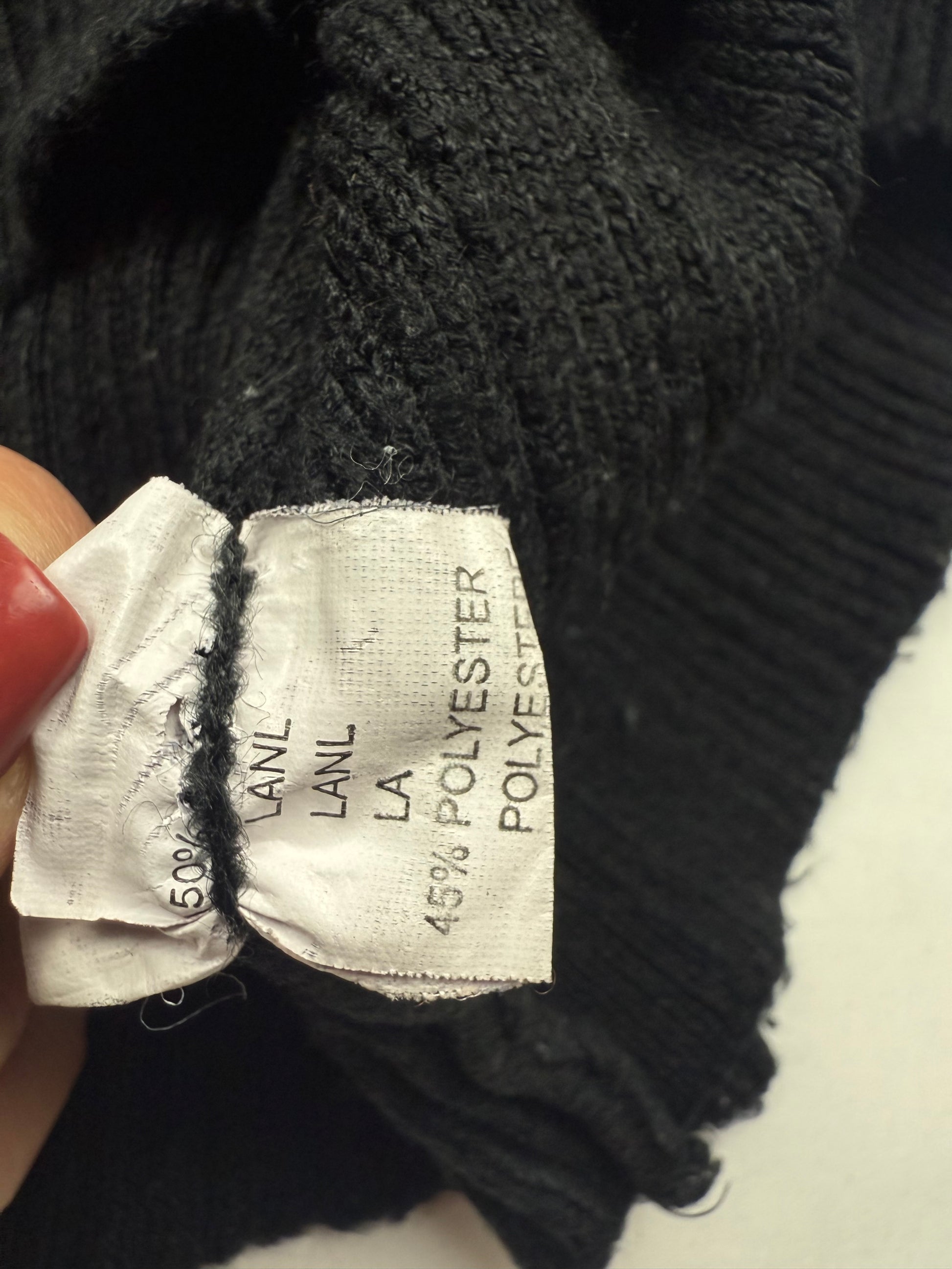 Black turtleneck tight fit wool jumper (S)