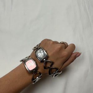 Vintage silver inox bracelet jewelry watch