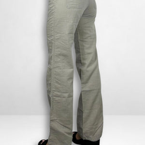 Beige linen low rise baggy pants (XS)