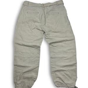 Beige linen low rise capri pants (S)