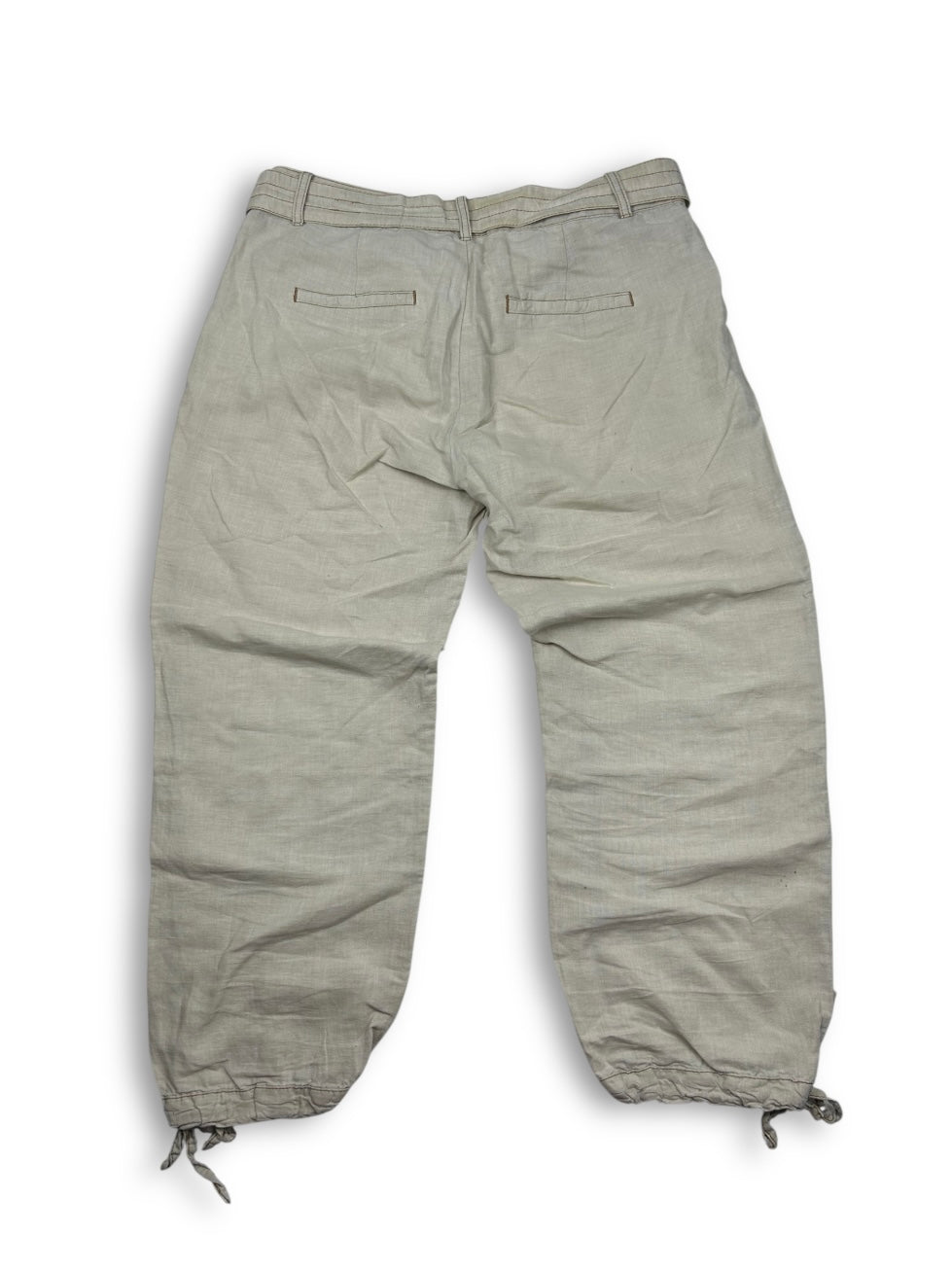 Beige linen low rise capri pants (S)