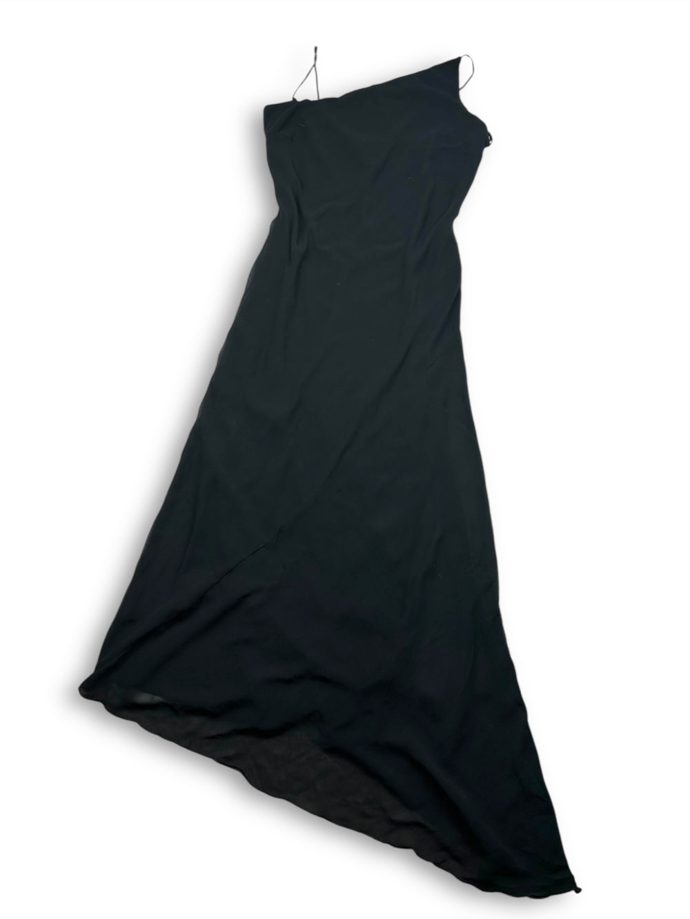 Black mesh lined asymmetric maxi dress (S/M)