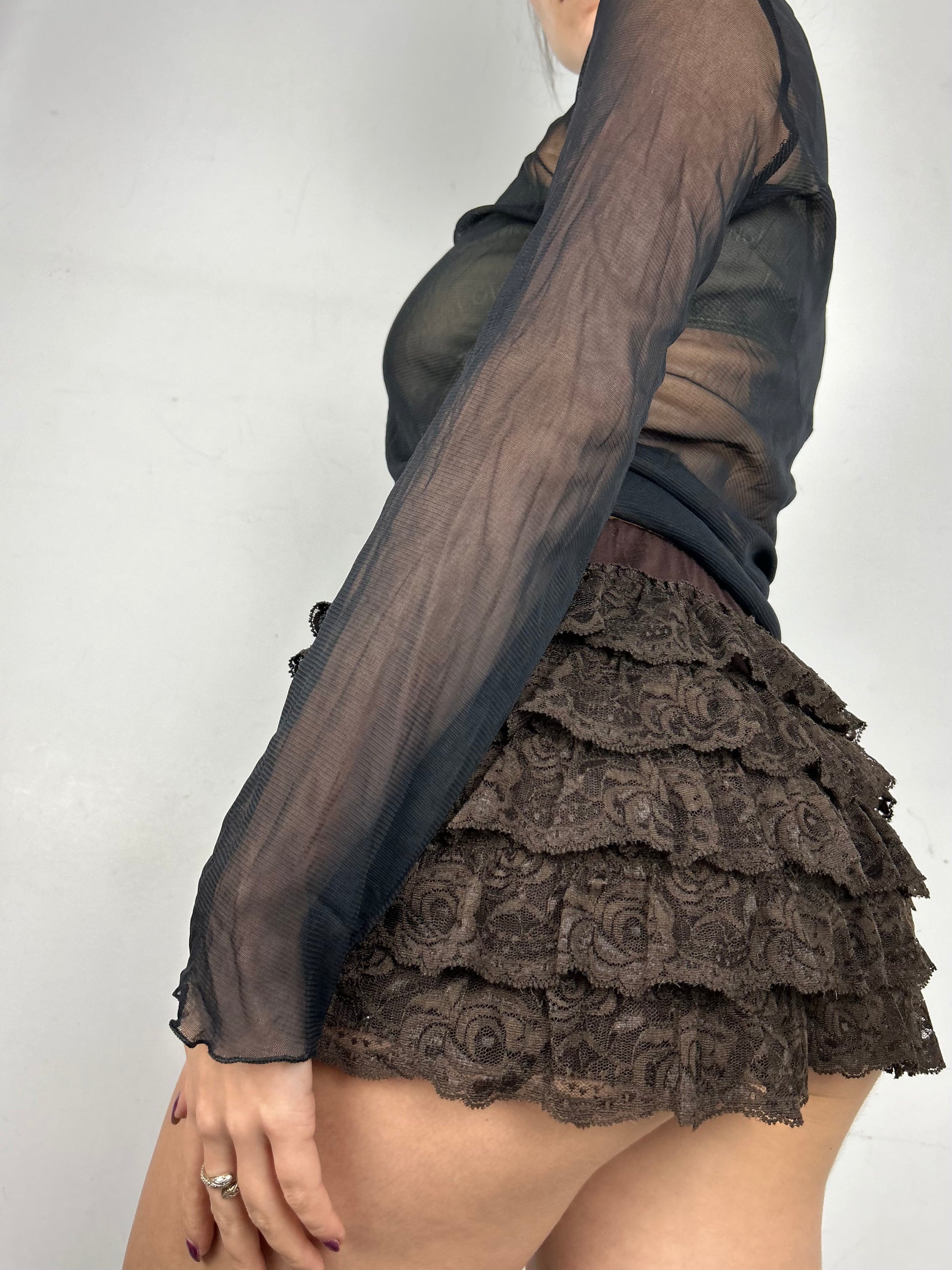 Black mesh long sleeves top (S/M)