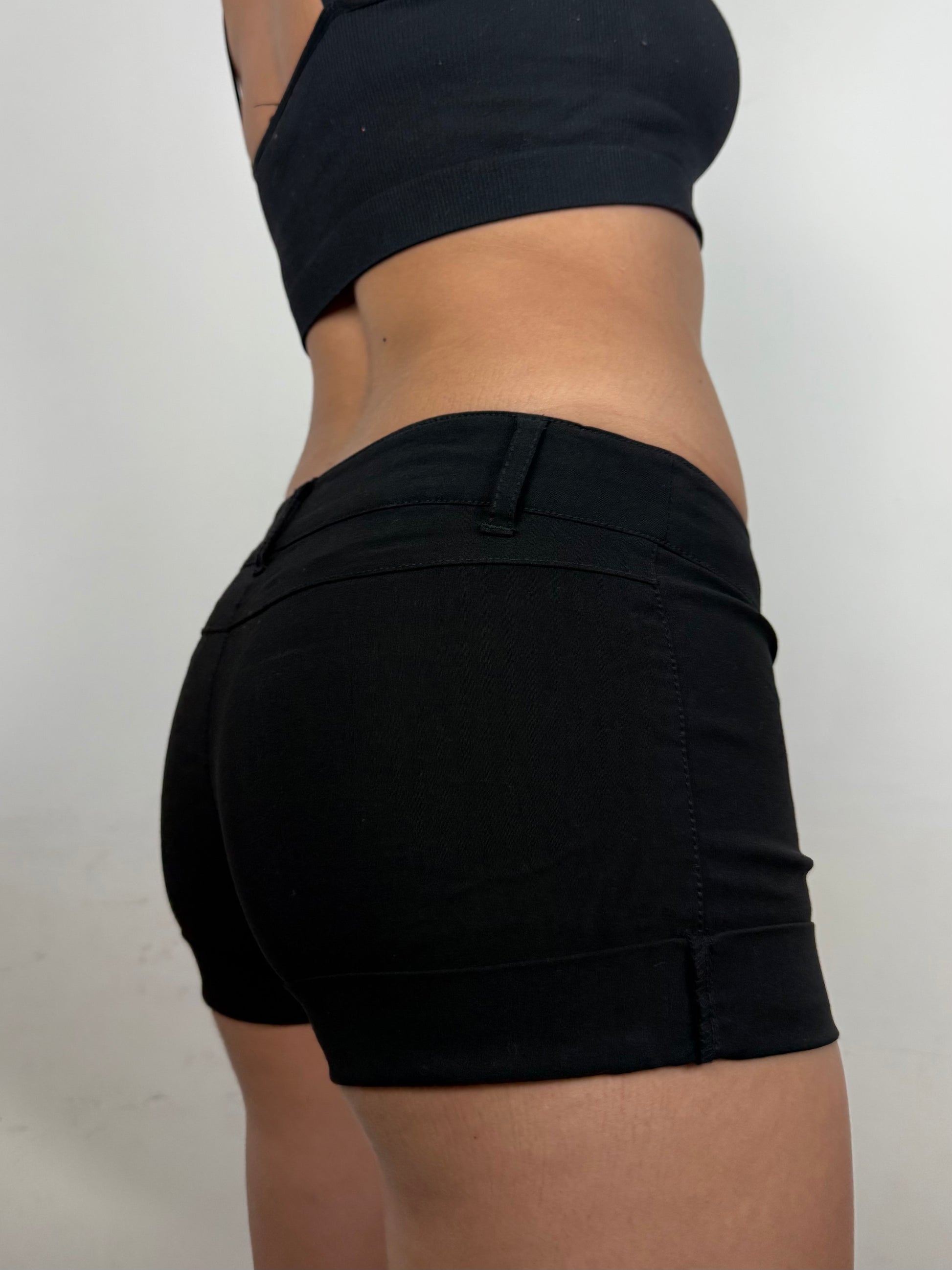 Black super stretchy low rise mini short (S)