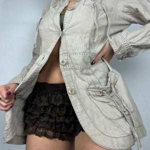 Beige linen blazer jacket (XL)