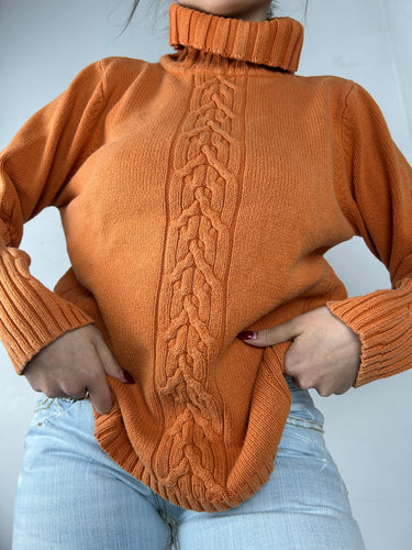 Orange turtleneck jumper (L)