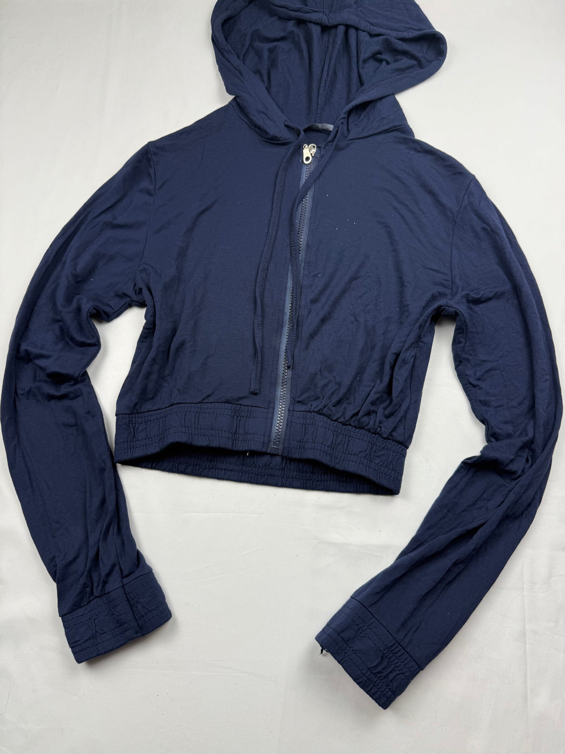 Navy zip up crop hoodie (S/M)
