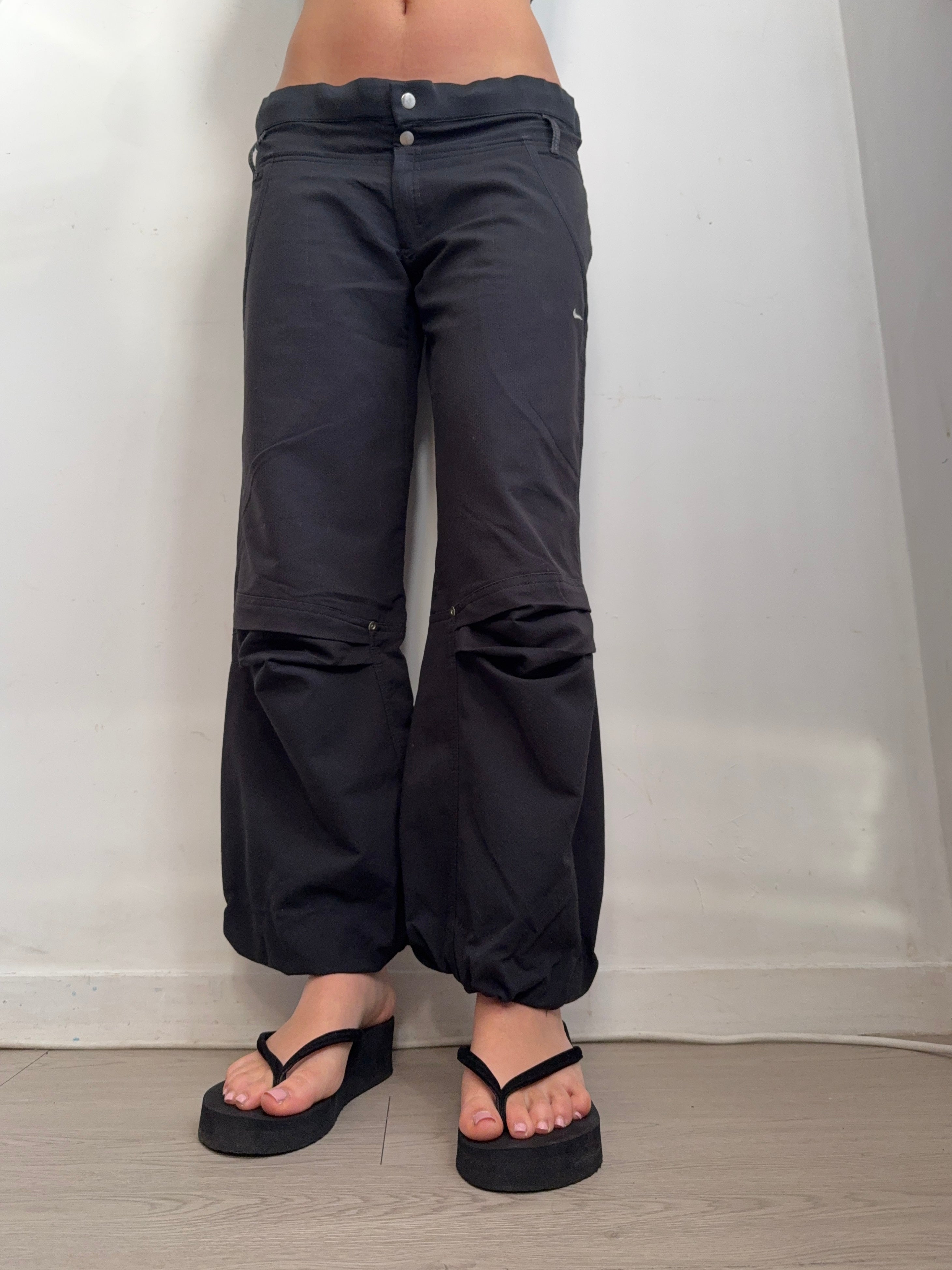 Pantalon droit taille basse en jean noir (XS)