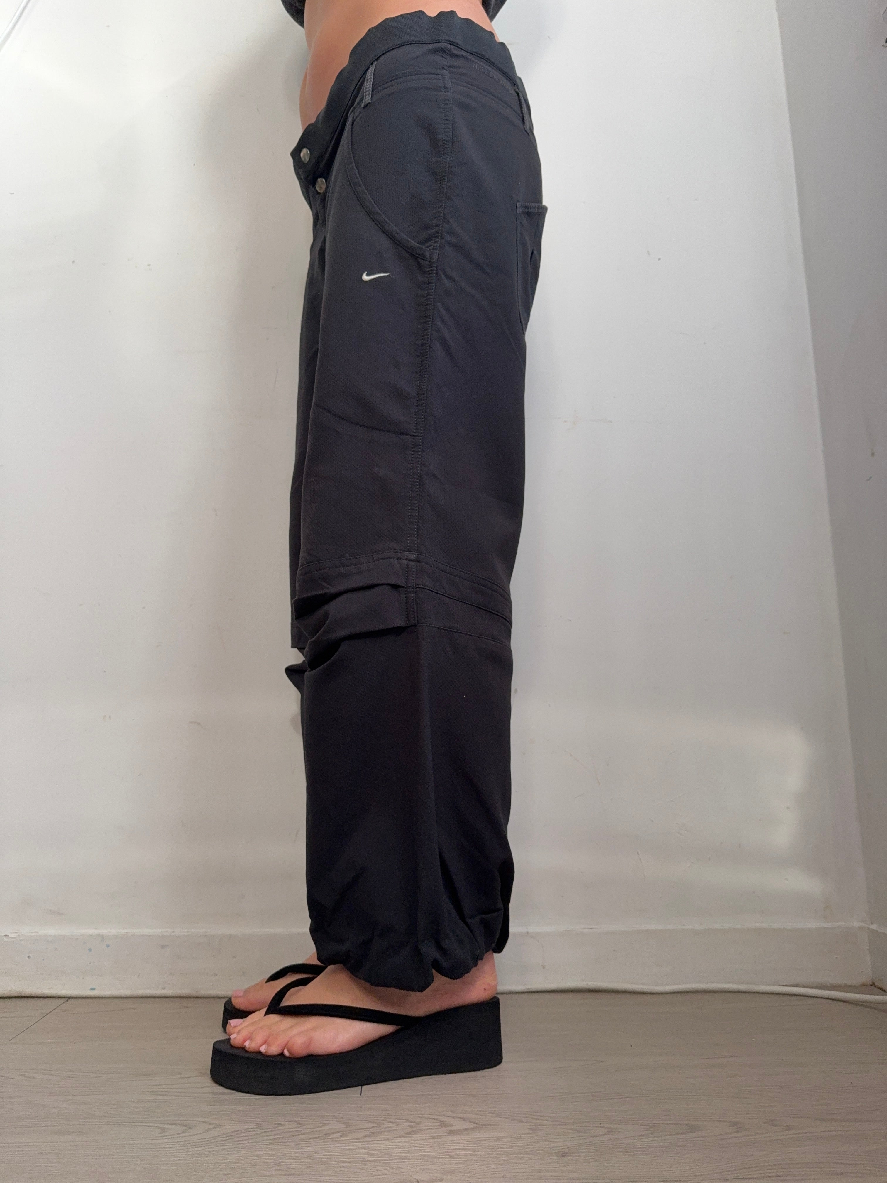 Pantalon droit taille basse en jean noir (XS)