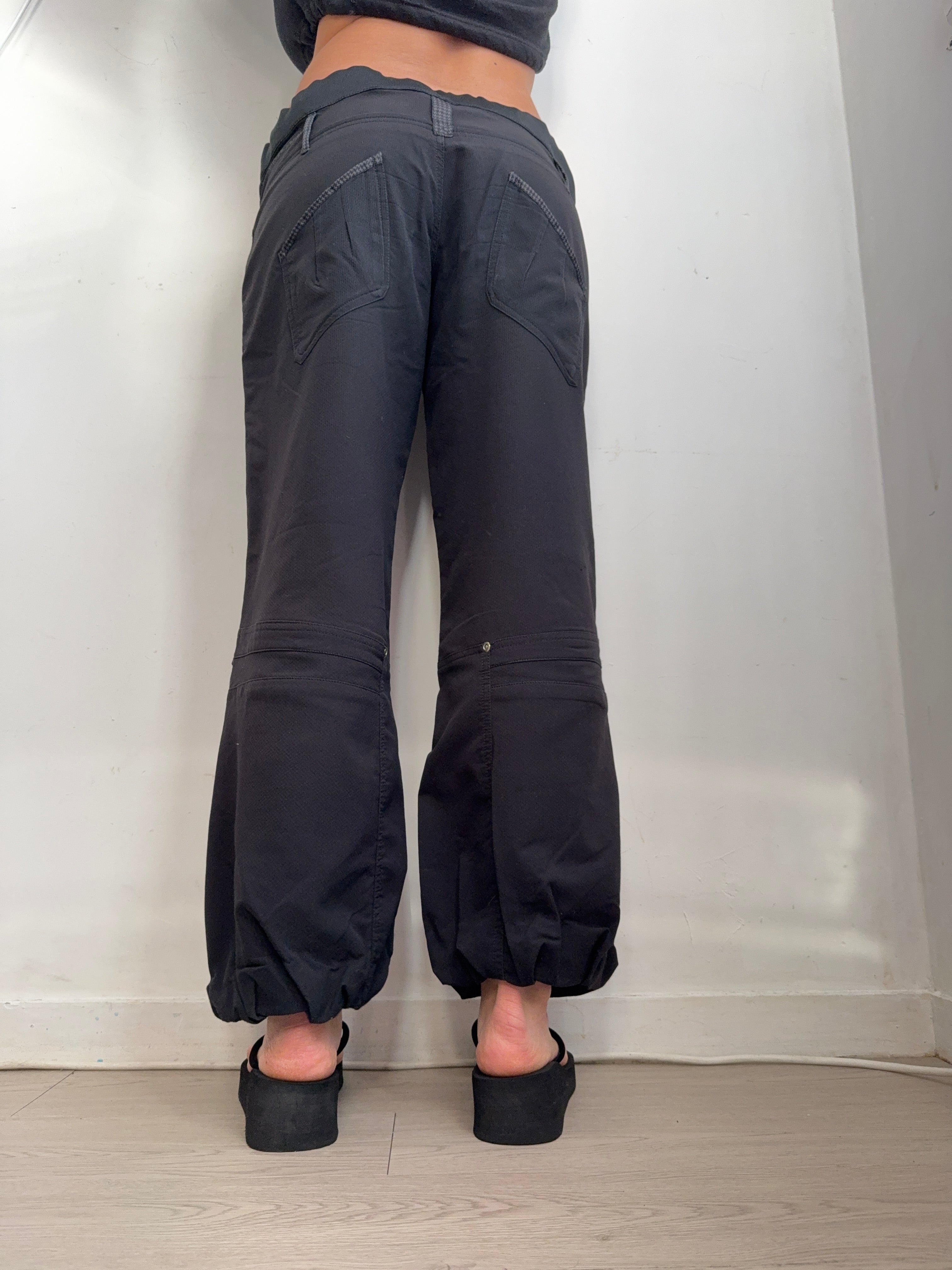 Pantalon droit taille basse en jean noir (XS)