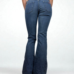 Blue denim mid rise flare pants (XS/S)