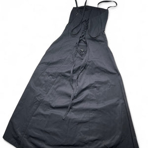 Black corset lace up backless maxi dress (S)