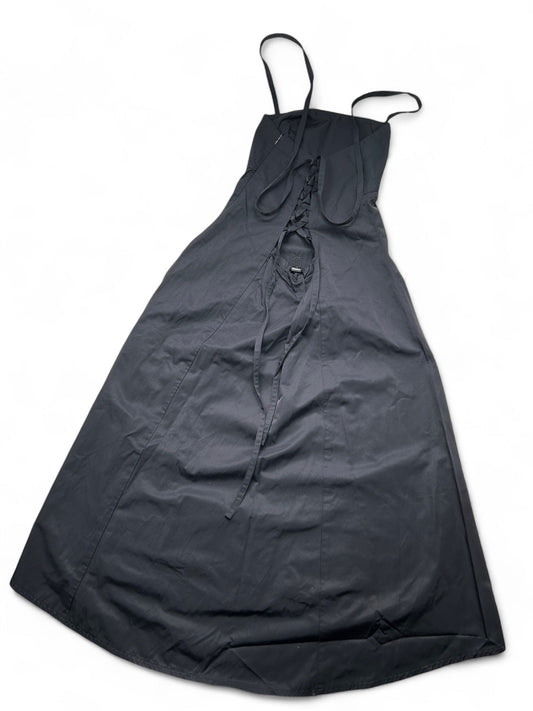 Black corset lace up backless maxi dress (S)