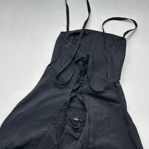 Black corset lace up backless maxi dress (S)