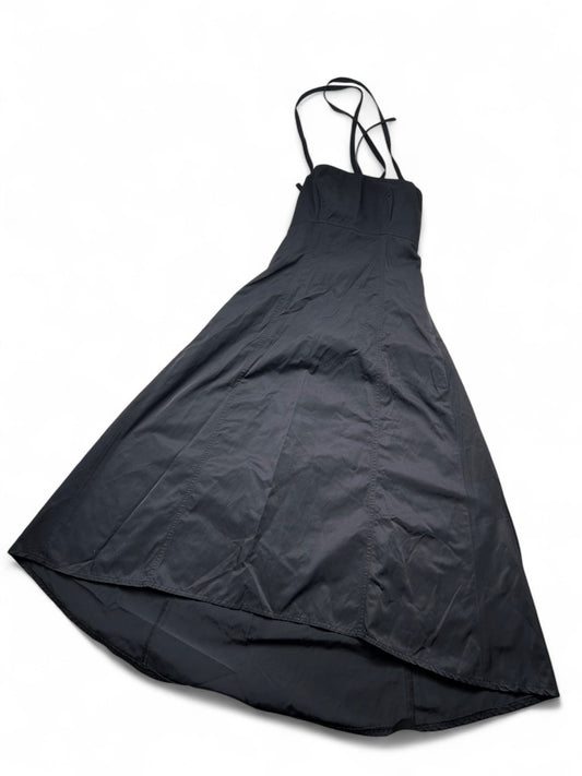 Black corset lace up backless maxi dress (S)