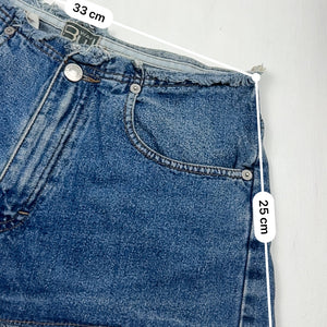 Blue denim mid rise mini short (S)