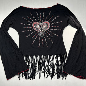 Black graphic  long sleeves top (S/M)
