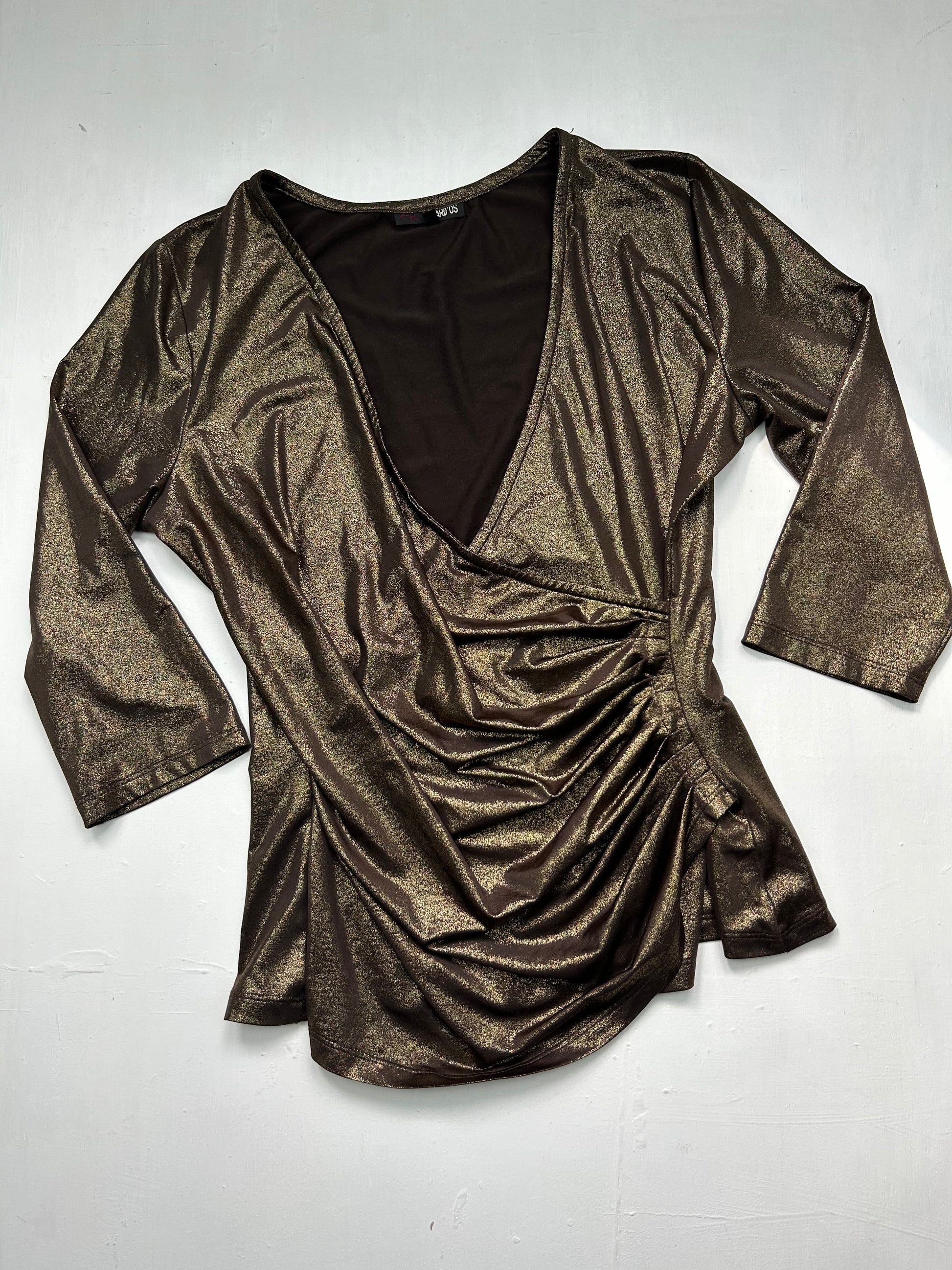 Gold ruched long sleeves top (S)