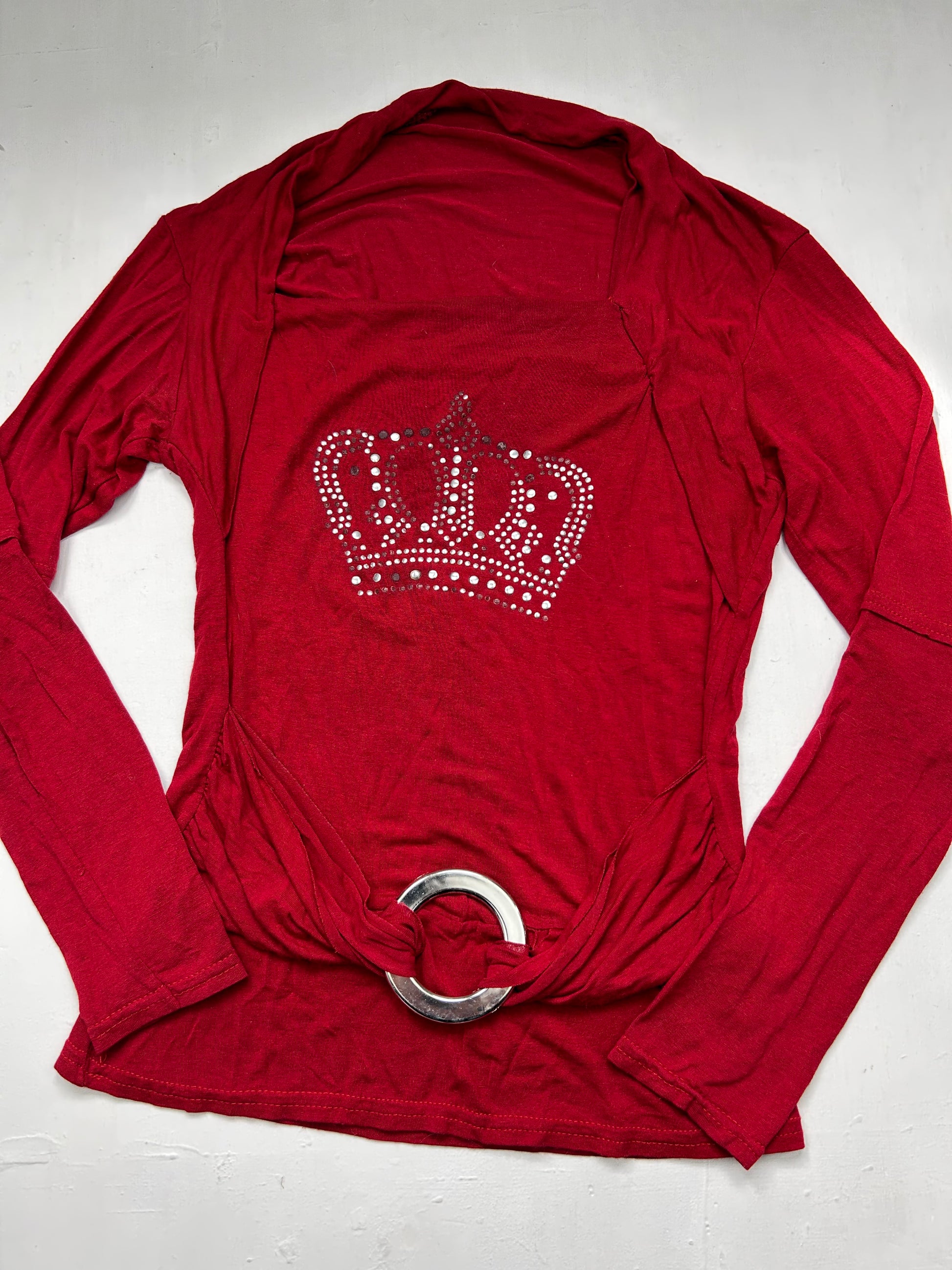 Red buckle belt long sleeves top (S/M)