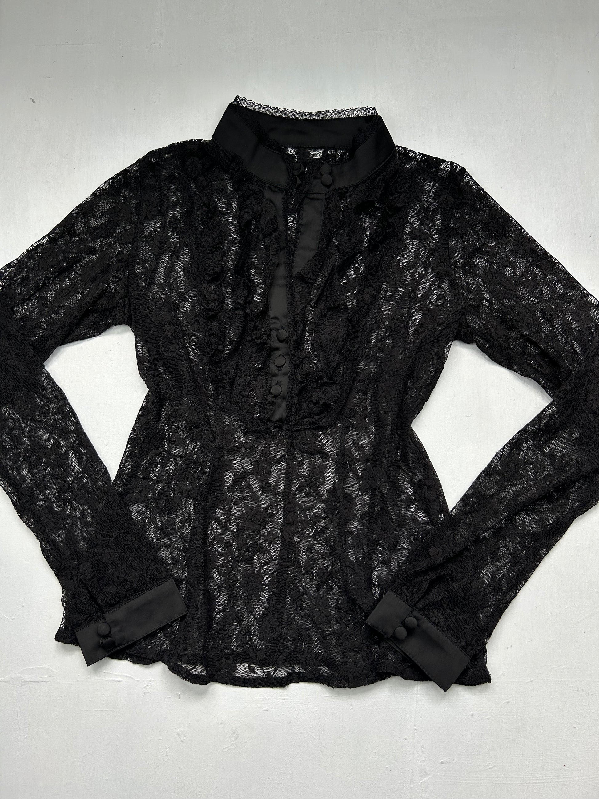 Black mesh long sleeves shirt (S)