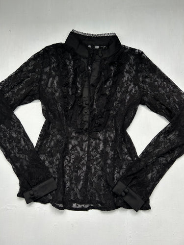 Black mesh long sleeves shirt (S)