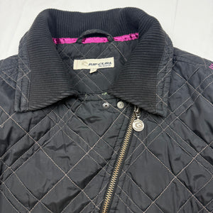 Black zip up tight fit puffer jacket (S)