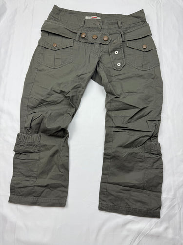 Khaki low rise utility capri pants (XS)