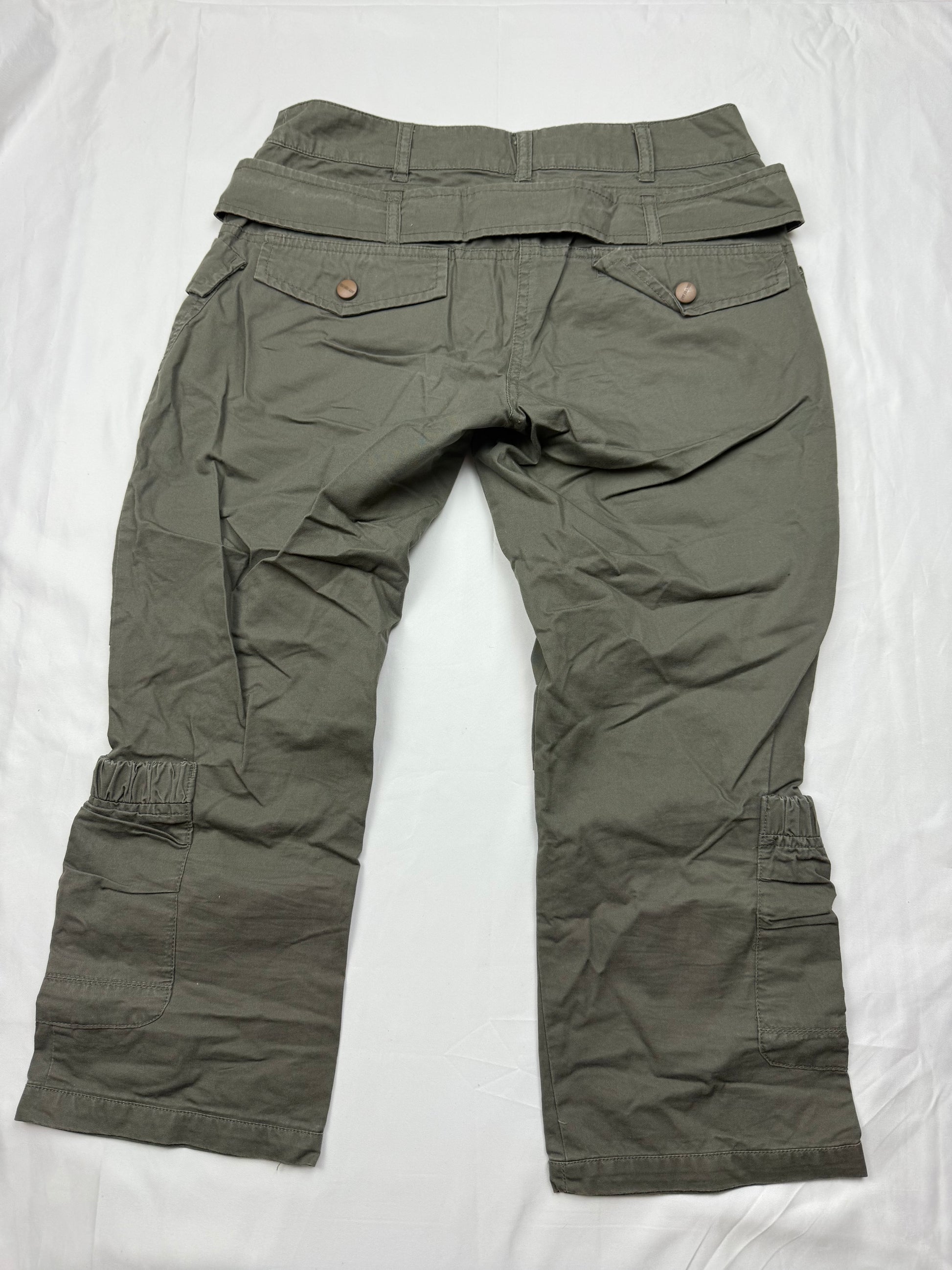 Khaki low rise utility capri pants (XS)