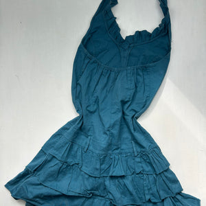 Blue pleated halter mini dress (S)