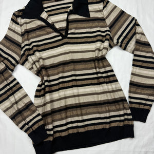 Brown striped polo neck jumper (S/M)