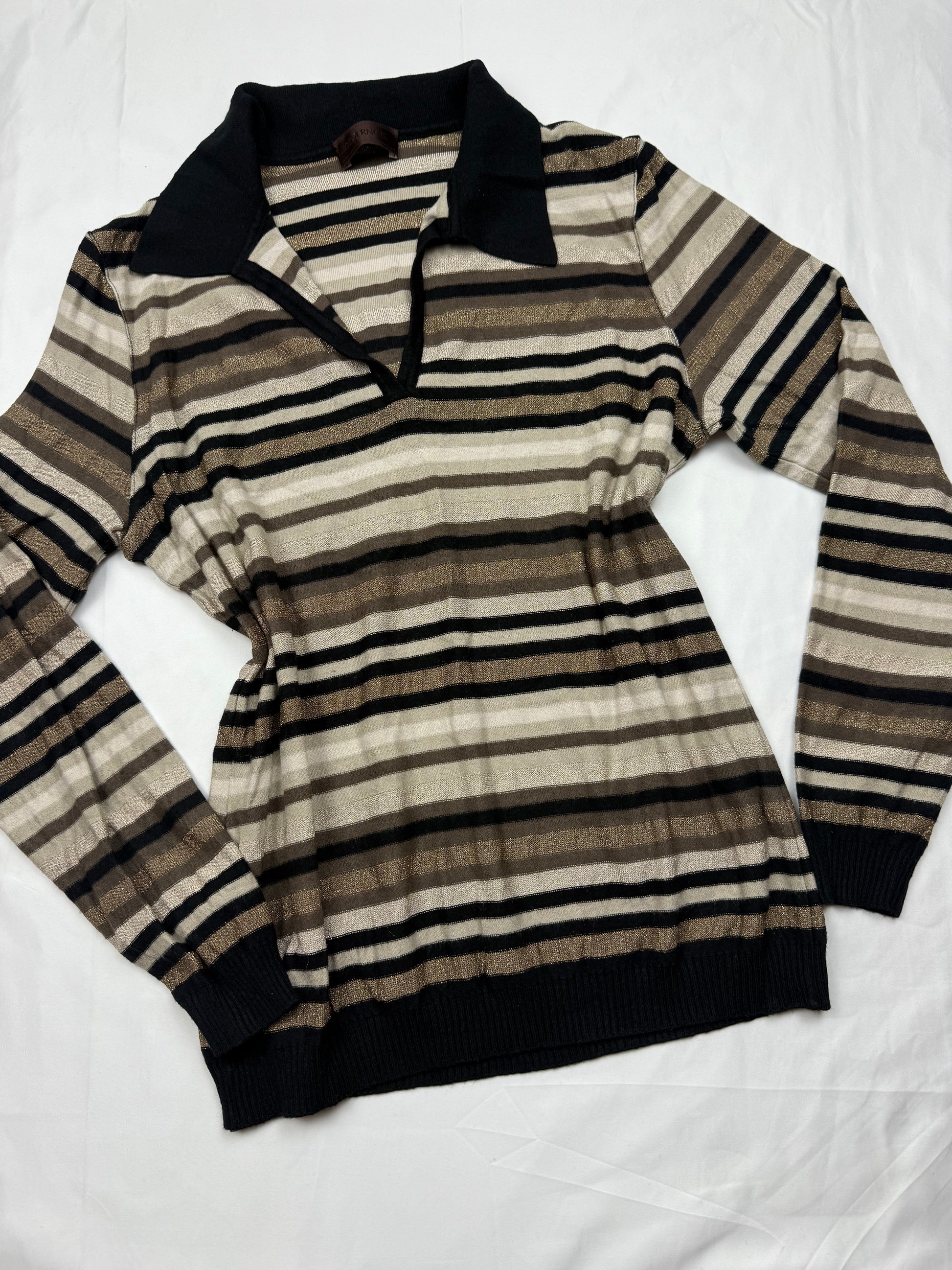 Brown striped polo neck jumper (S/M)