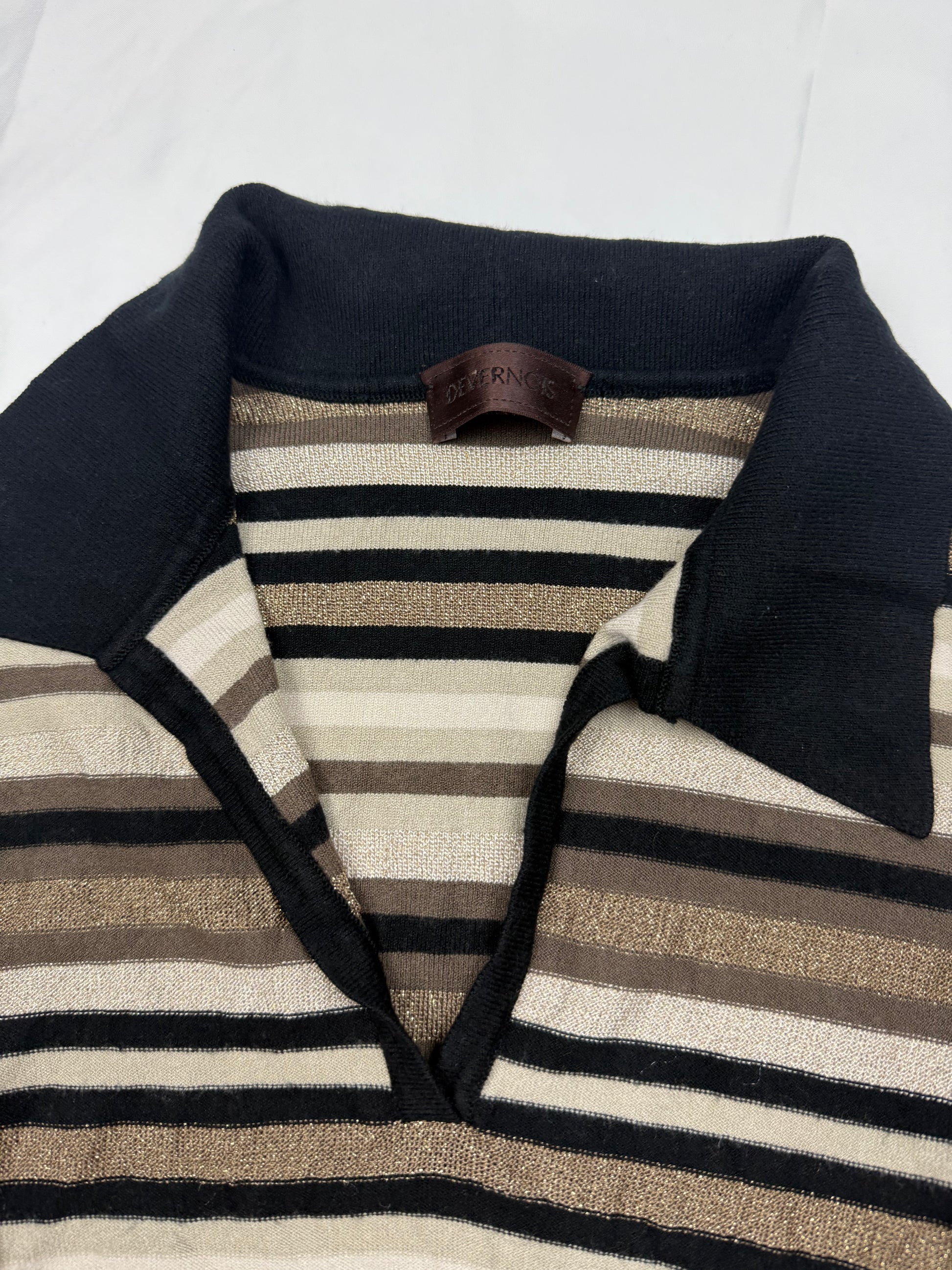Brown striped polo neck jumper (S/M)