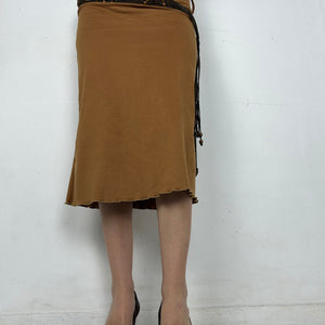 Beige fleece low rise mid skirt (S)