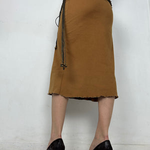 Beige fleece low rise mid skirt (S)