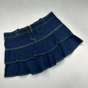 Navy denim pleated mini skirt (M)
