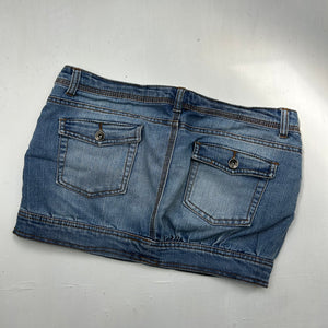 Blue denim low rise mini skirt (L)