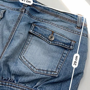 Blue denim low rise mini skirt (L)