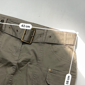 Khaki cargo low rise mini skirt + belt (M/L)