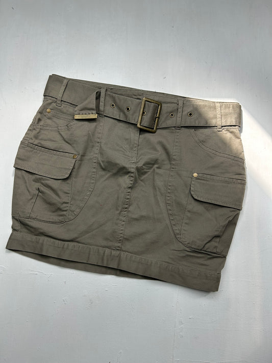 Khaki cargo low rise mini skirt + belt (M/L)