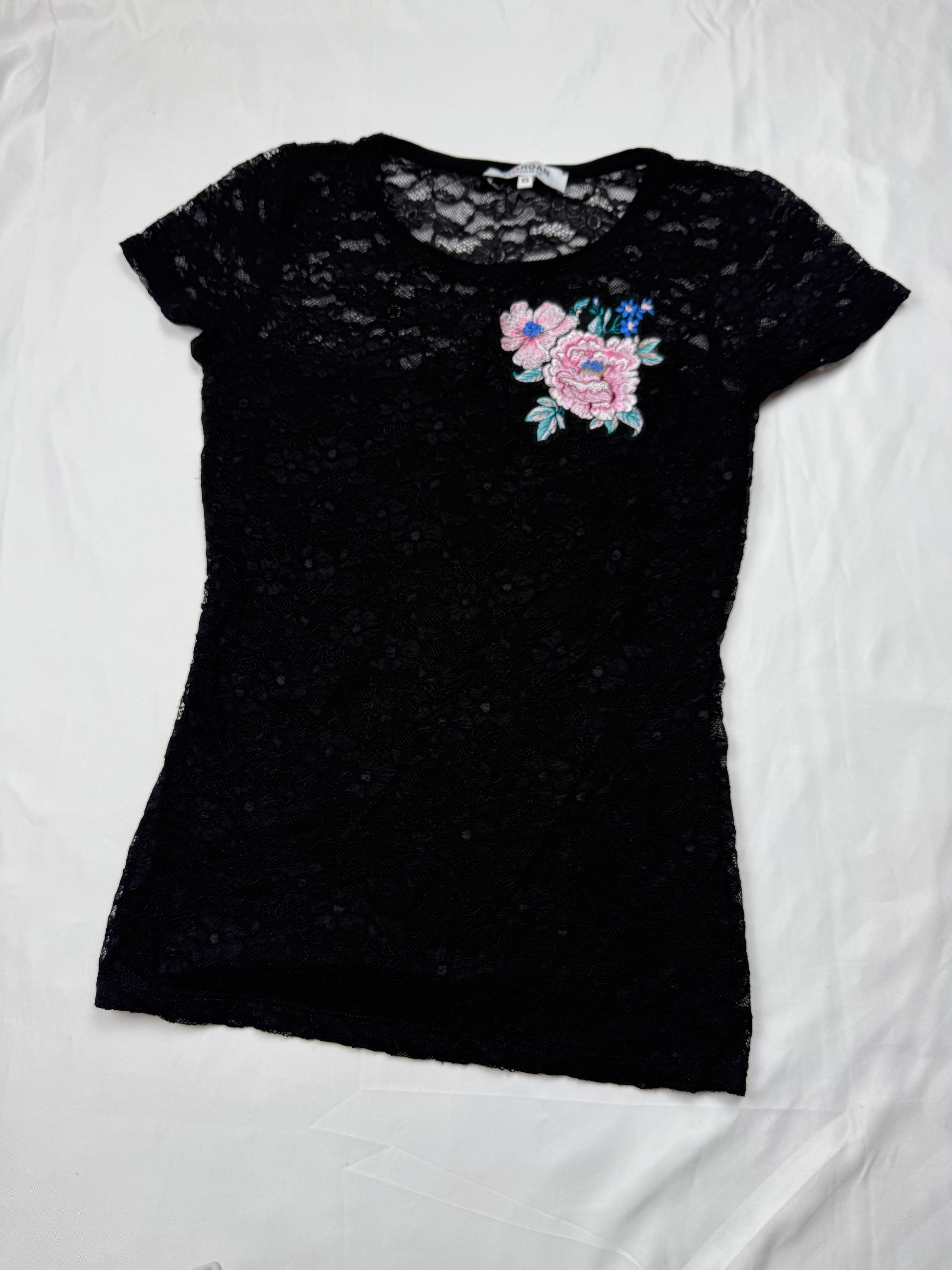 Black mesh lined tight fit tee (XS)