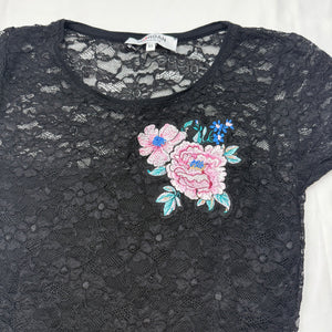 Black mesh lined tight fit tee (XS)