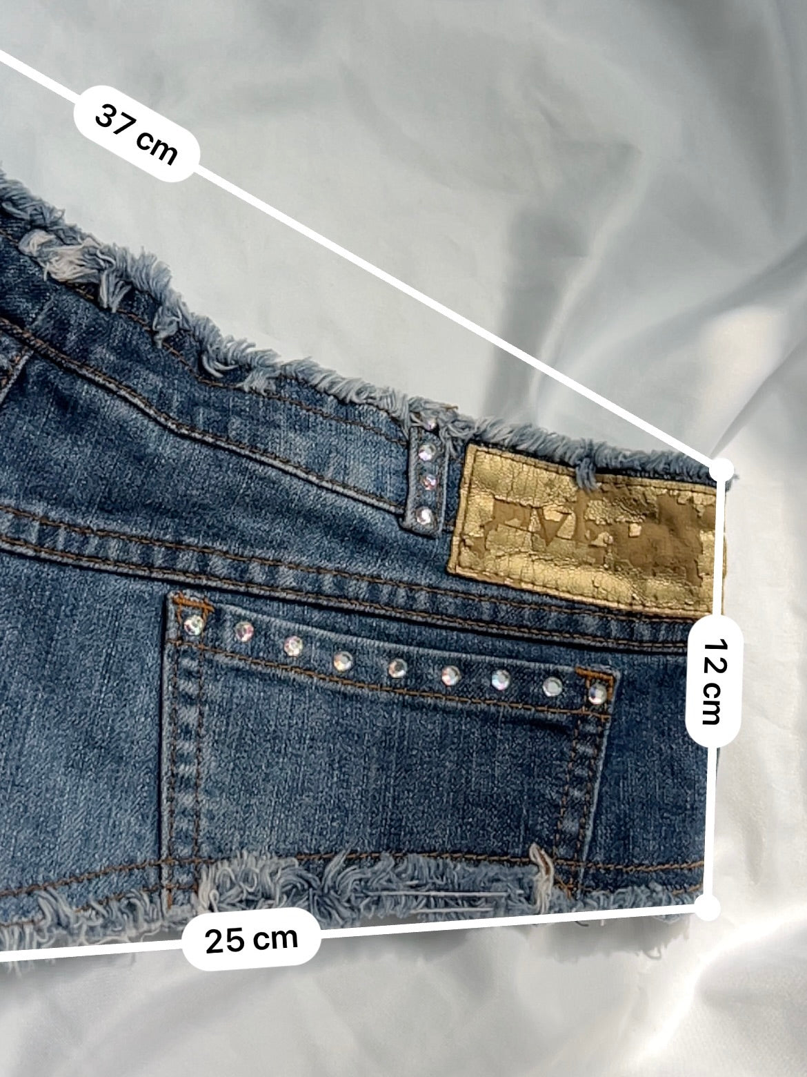 Blue denim low rise micro short (S)