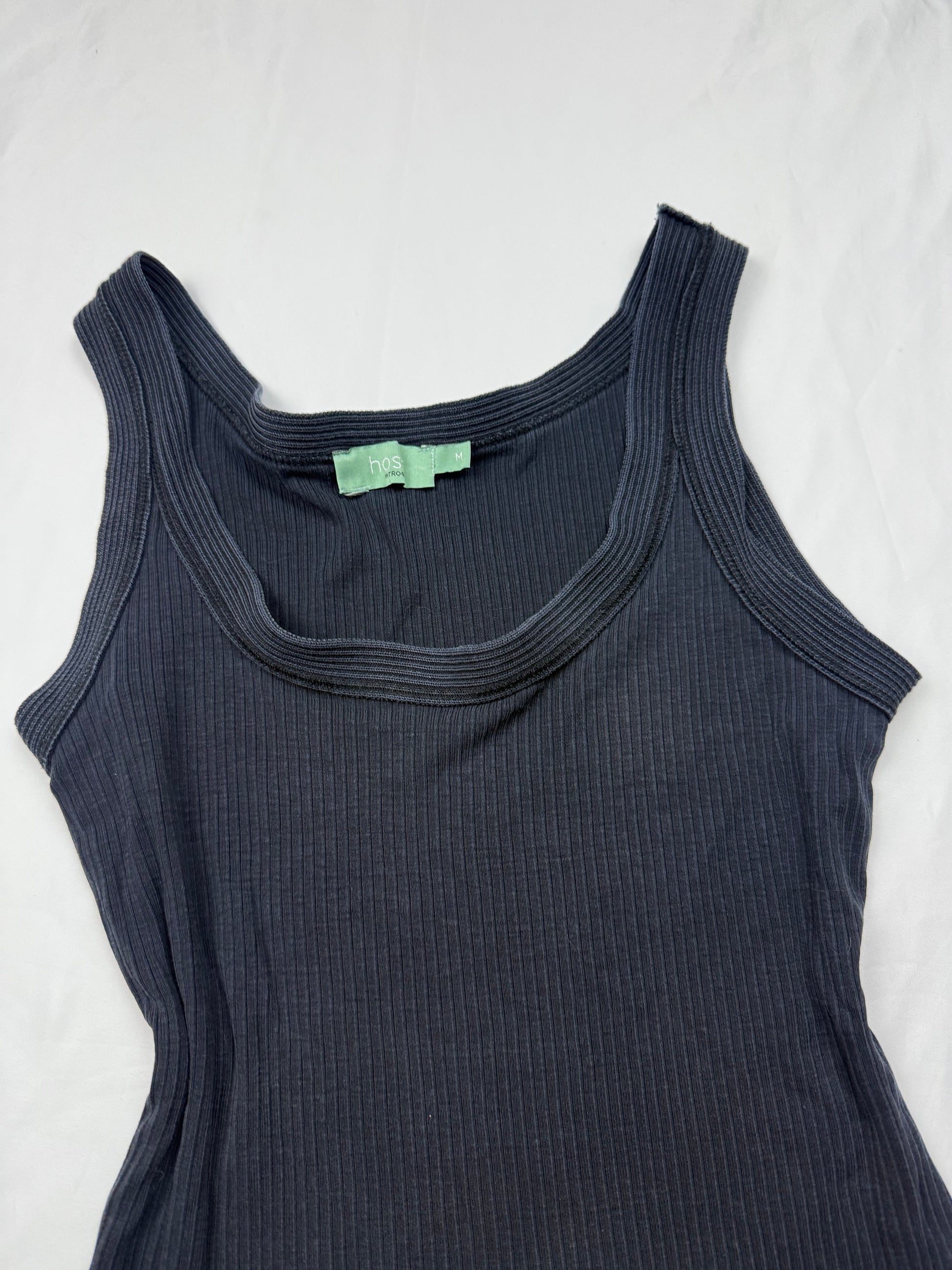 Black ribbed cotton top (M)