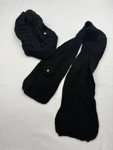 Black knitted scarf + hat set