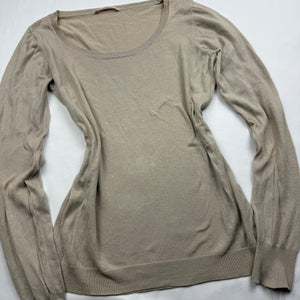 Beige tight fit cotton jumper (M)